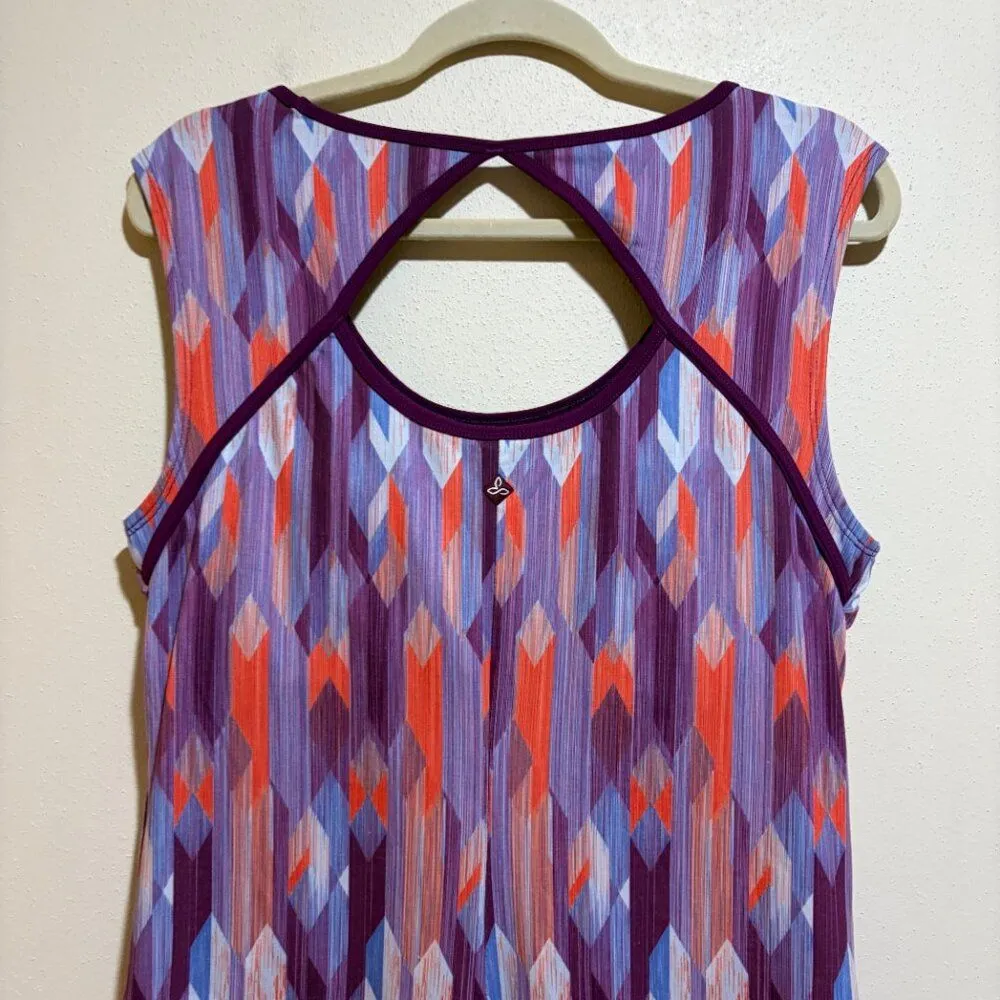 Prana XL Calico Active Dress Grapevine Gemstone Pattern Open Back Sleeveless - Image 8