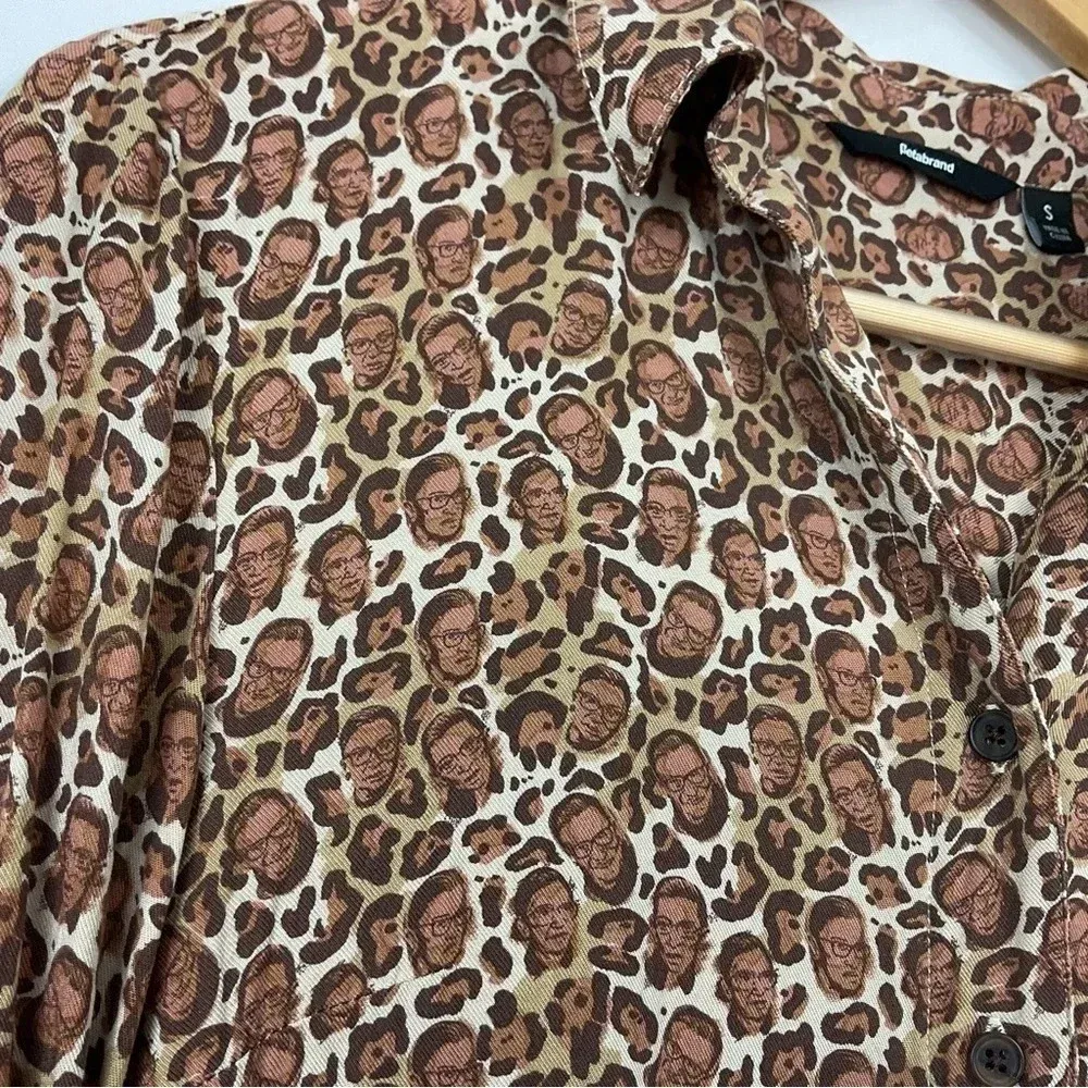 Betabrand RBG Ruth‎ Bader Ginsburg Leopard Print Shirt Size Small - Image 2