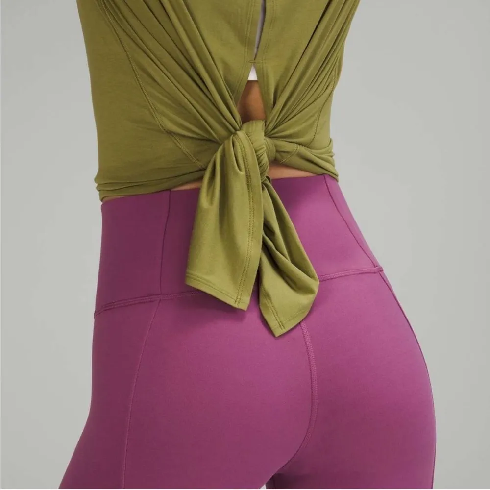 Lululemon Modal Open Up Tie Back T-Shirt Bronze Green 12 - Image 3