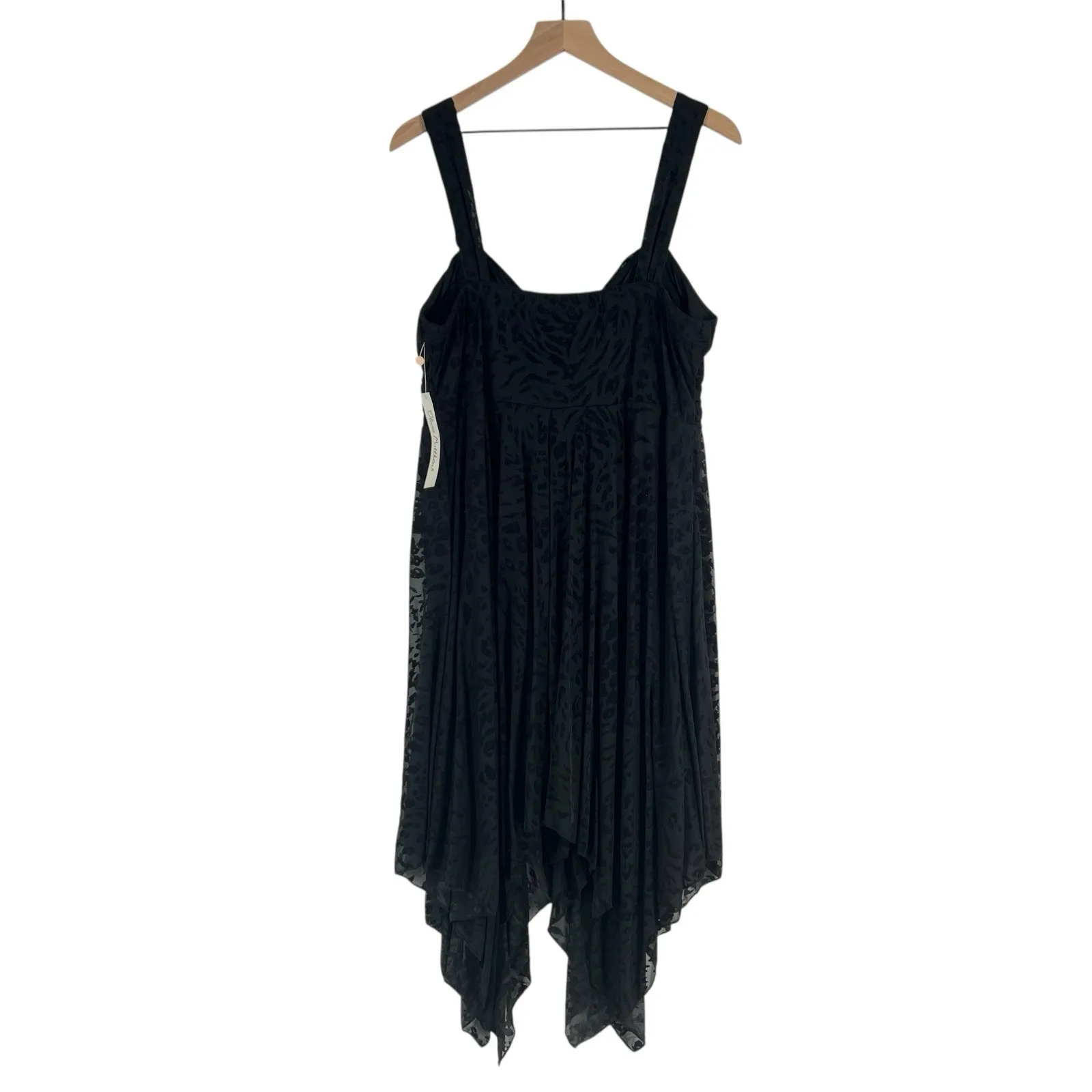 Olivia Matthews Dress Womens XL Black Leopard Velvet Burnout Handkerchief Hem - Image 2