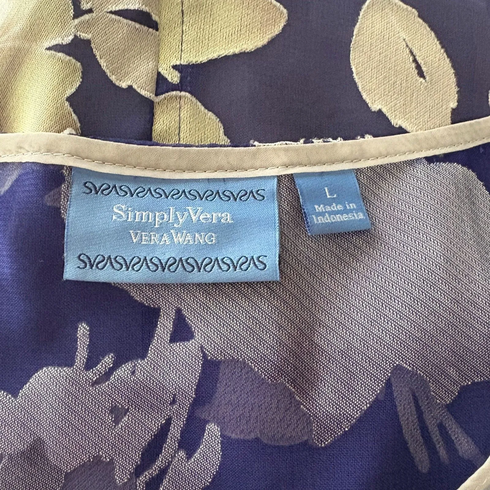 Simply Vera Vera‎ Wang Floral Burnout Tank Top Blue Layered Spring Size Large - Image 3