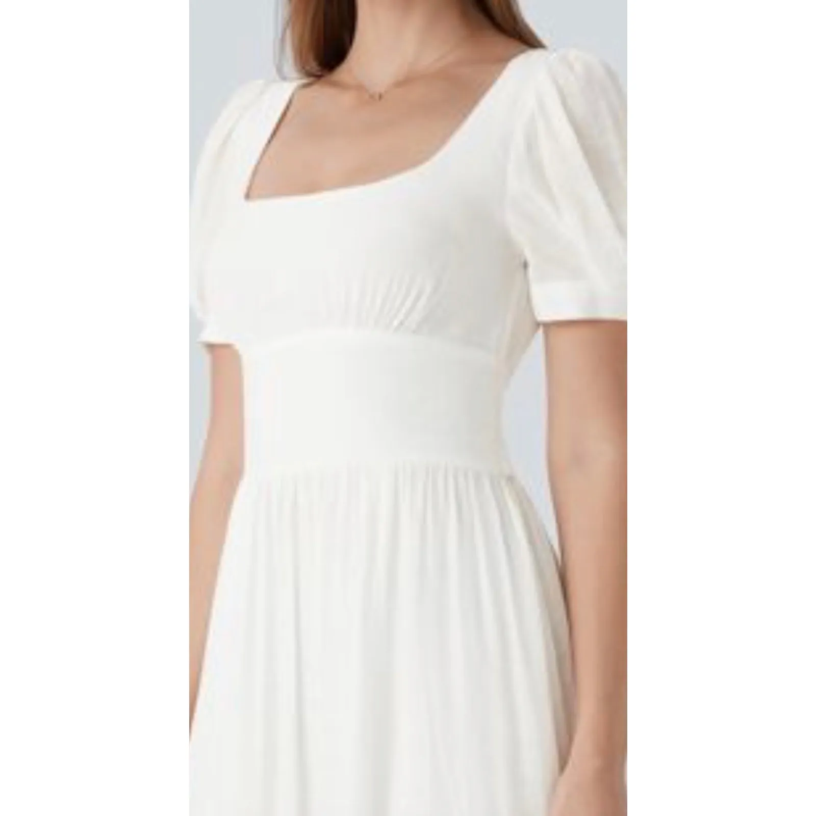 New Halara Women's XL Square Neck Puff Sleeve Lace Up Cinched Waist Maxi Dress - Image 4