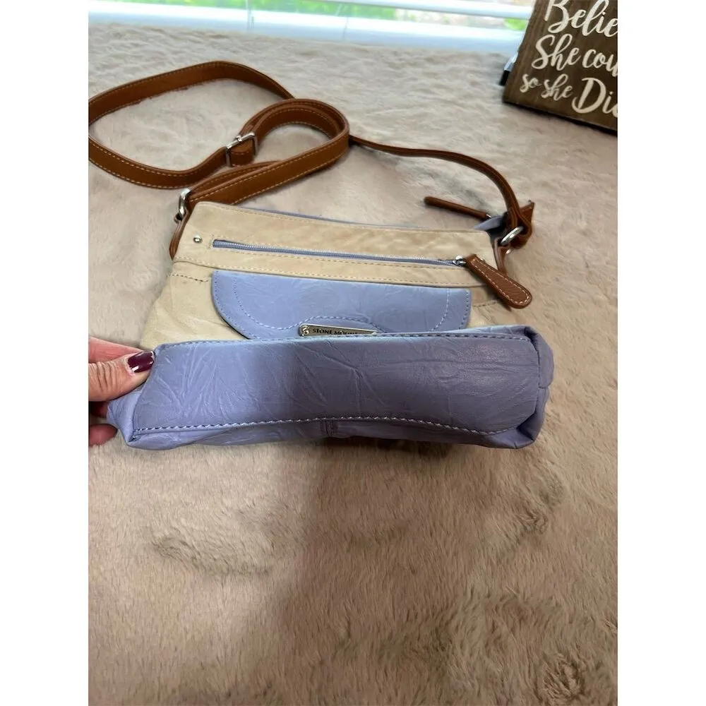 Stone Mountain Women's Leather Crossbody Bag Beige & Lavender - Image 3