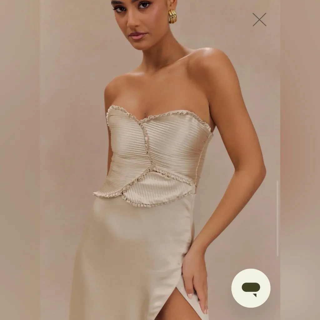 NWT  Satin Maxi Dress With Ruched Petals - Image 3