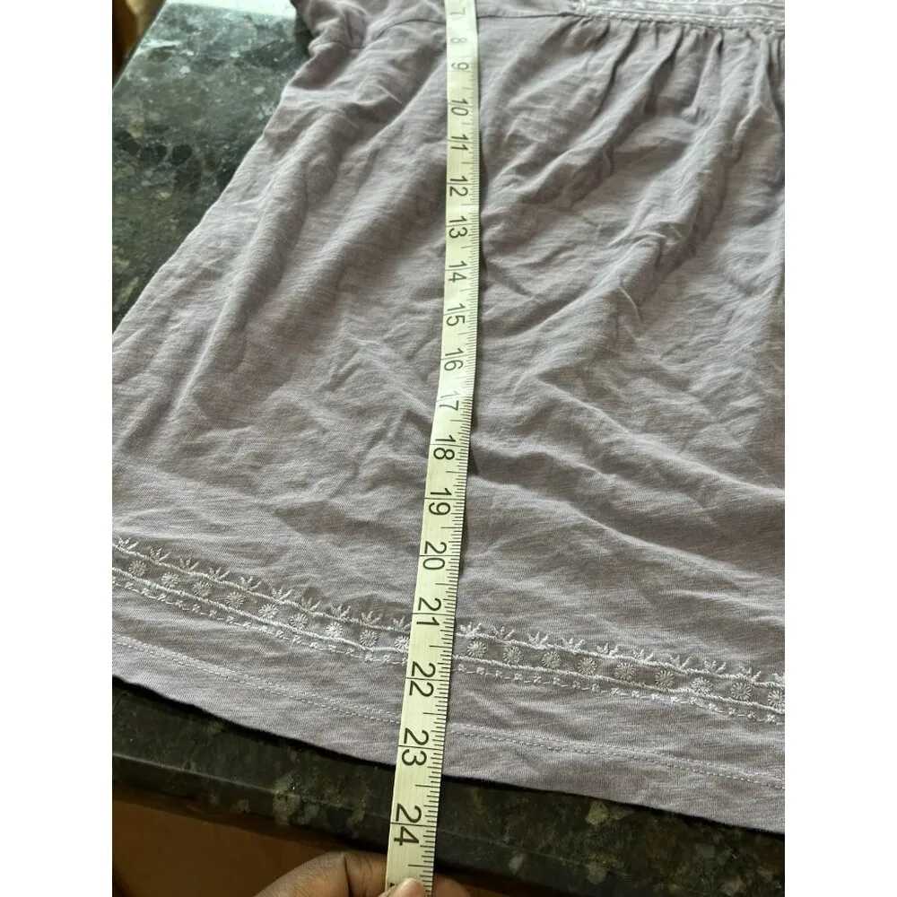 Natural Reflections  Peasant Top Floral Embroidery  100% Cotton Purple Sz S - Image 7