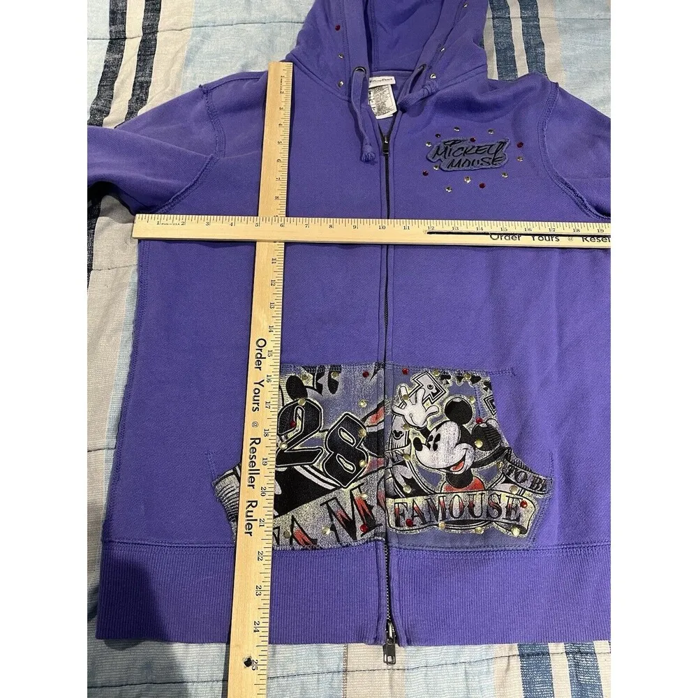 Disney parks womens L full zip double sided rhinestone hoodie - Image 3