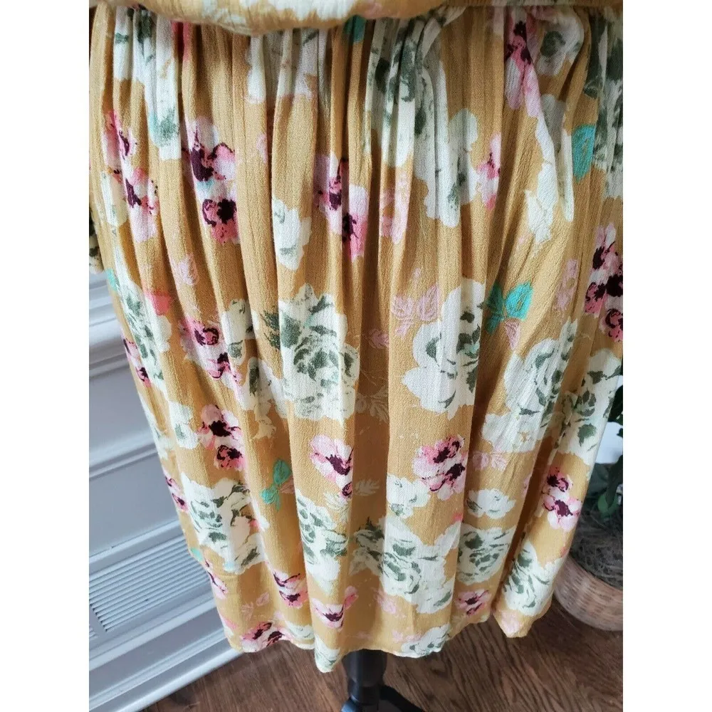 Rae Mode Women's Floral 100% Rayon Scoop Neck Long Sleeve Knee Length Dress L Size L - Image 5