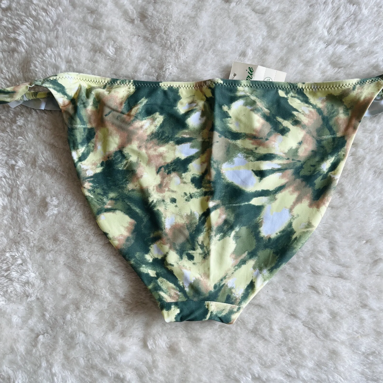 NWT Aerie | Abstract Green Floral Ruffle Side Bikini Tankini Bottoms | Size L - Image 2