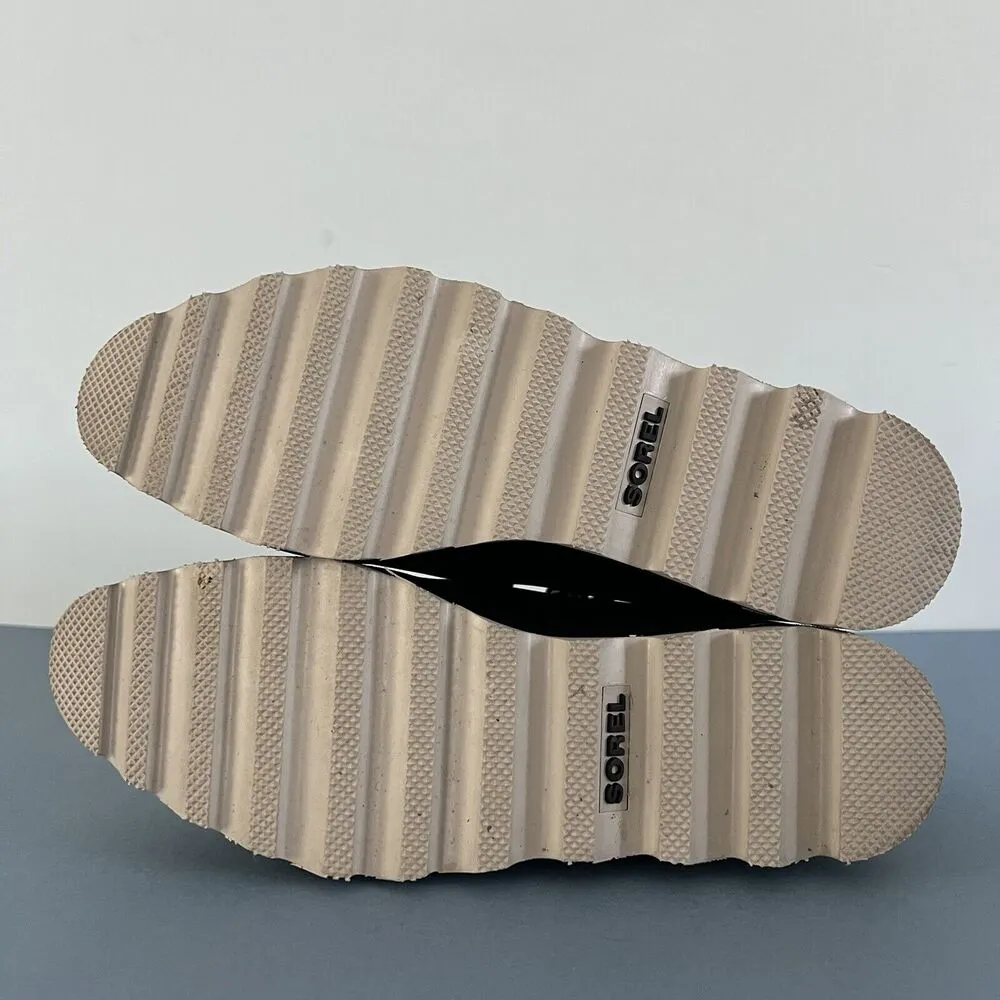 Sorel Sneakchic Alpine Shearling Leather Lace Up Black Snow Booties - Image 7