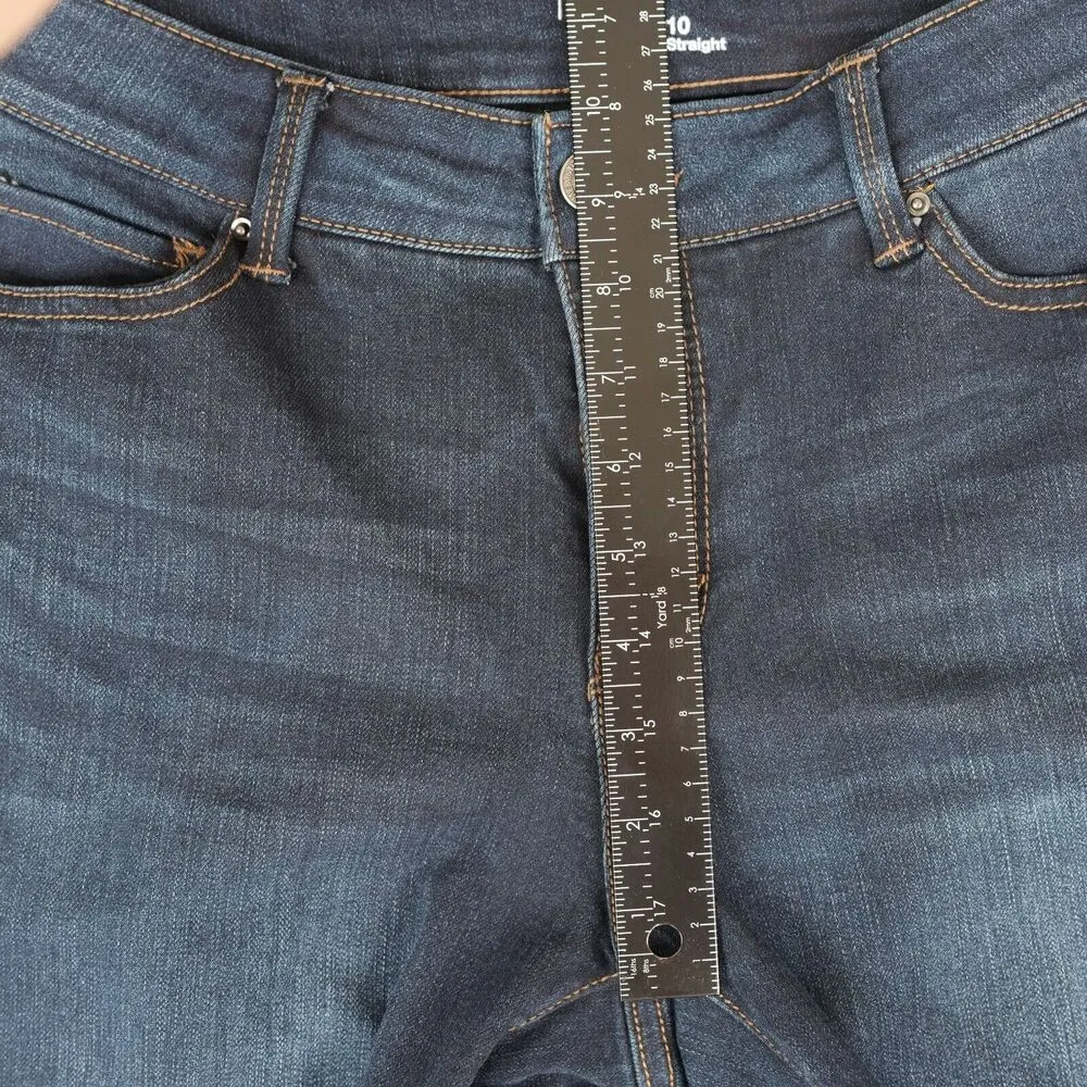 Time and Tru Jeans Womens 10 Straight Dark Wash Mid-Rise Stretch Denim Blue - Image 8