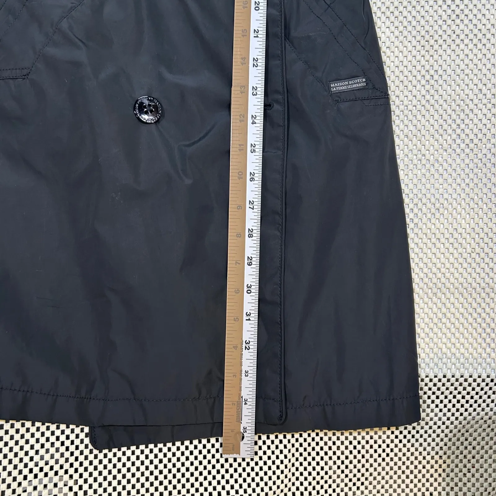 Maison Scotch Trench Coat Lightweight Double Breasted Black Rain Jacket Small - Image 13