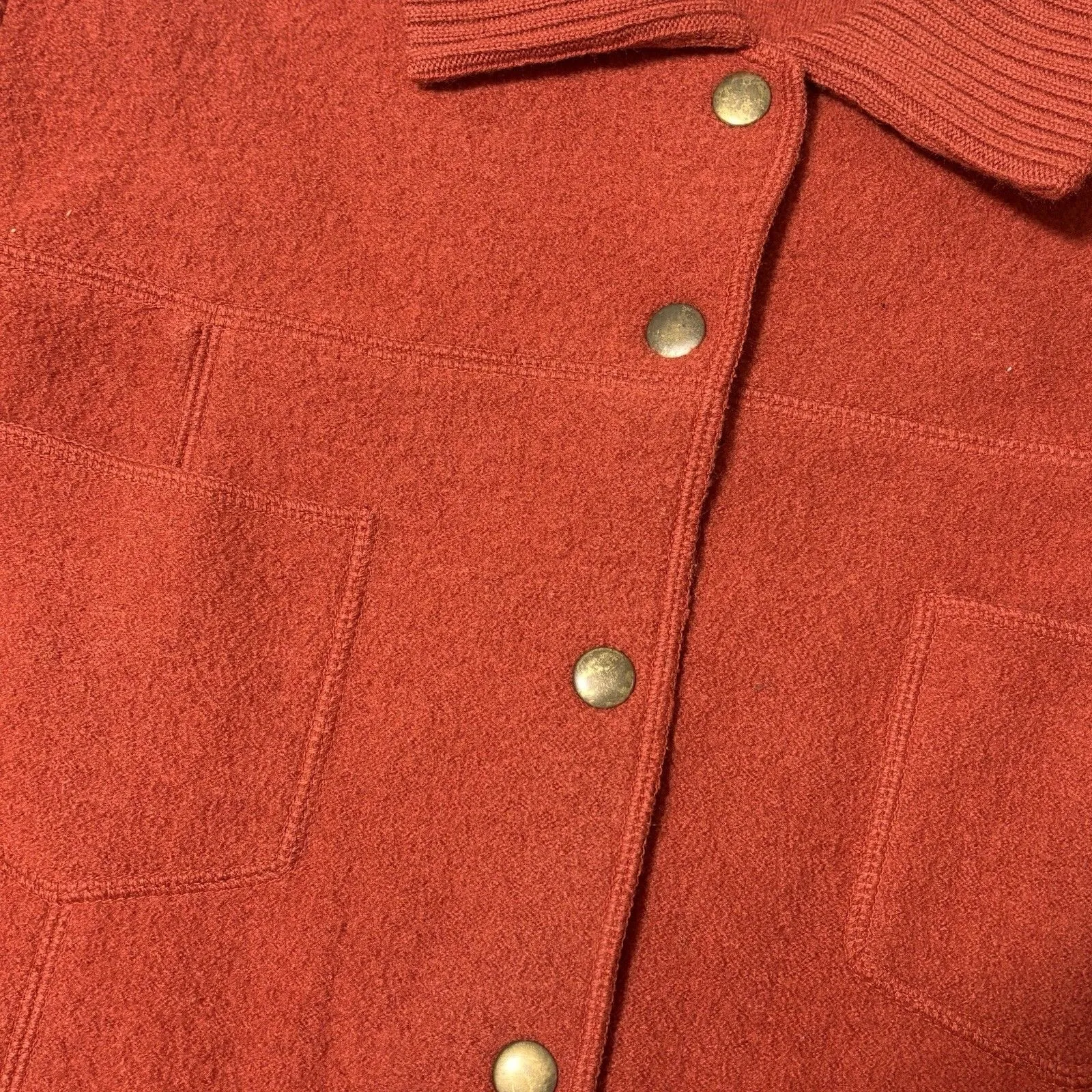 Y2K Rosanna 100% Wool Burnt Orange Shirt Jacket Shacket size Large - Image 2