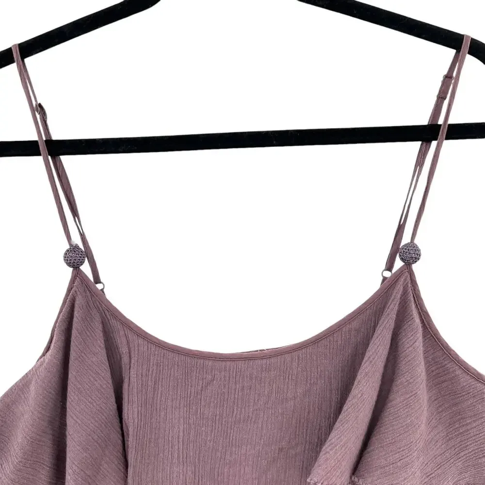 Anthropologie Mermaid Brand Souffle Jumpsuit Cotton Gauze Purple Gray Size Large - Image 3