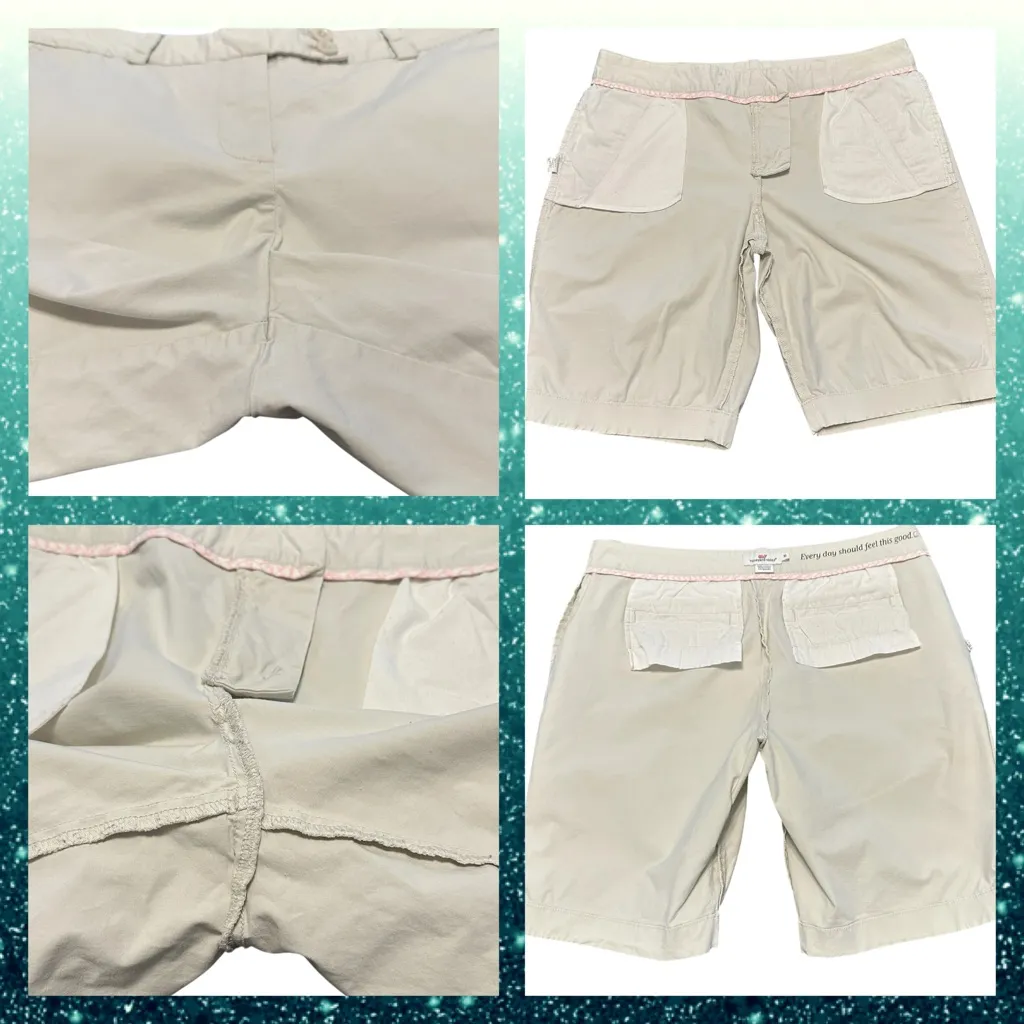 Vineyard Vines Preppy Bermuda Light Khaki Cotton Blend Shorts Womens Size 10 - Image 10