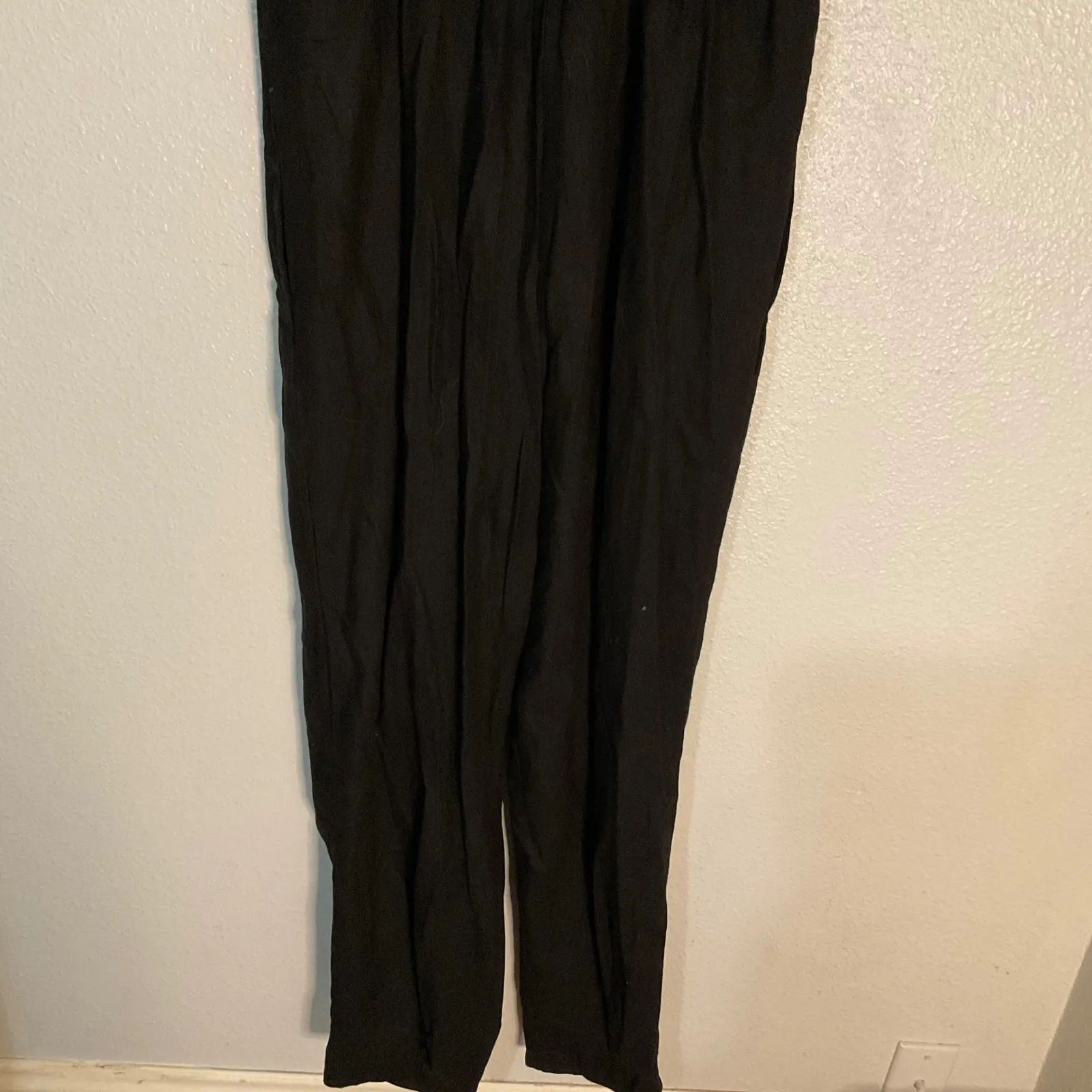 Farm Rio Jumpsuit Women's GG XL Black Cutout Spaghetti Strap Darted Linen‎ - Image 7