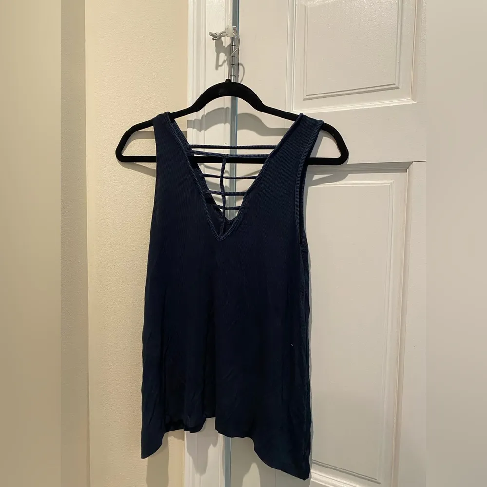 Soft And Sexy Rib V Neck Criss Cross Tank Top - Image 4