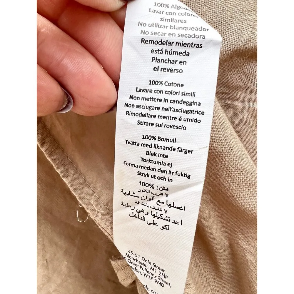 NWT Nasty Gal Long Sleeve Cotton Tie-Front Top and Ruffle Short Set Stone Size 6 - Image 6