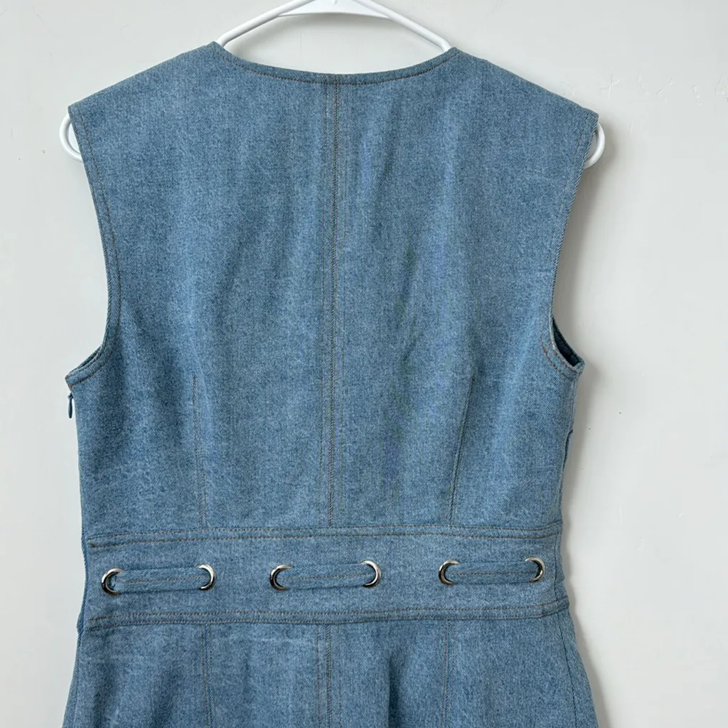 VERONICA BEARD Nico Denim Mini Dress Size: 4 - Image 9