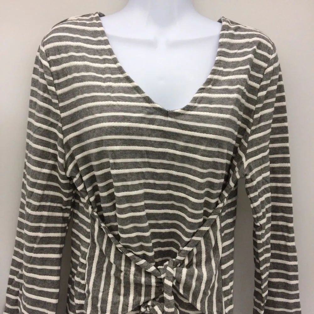 A New Day Long Sleeve Textured Tee Shirt w/Textured Stripe w/Attached Belt-Sz L - Image 3