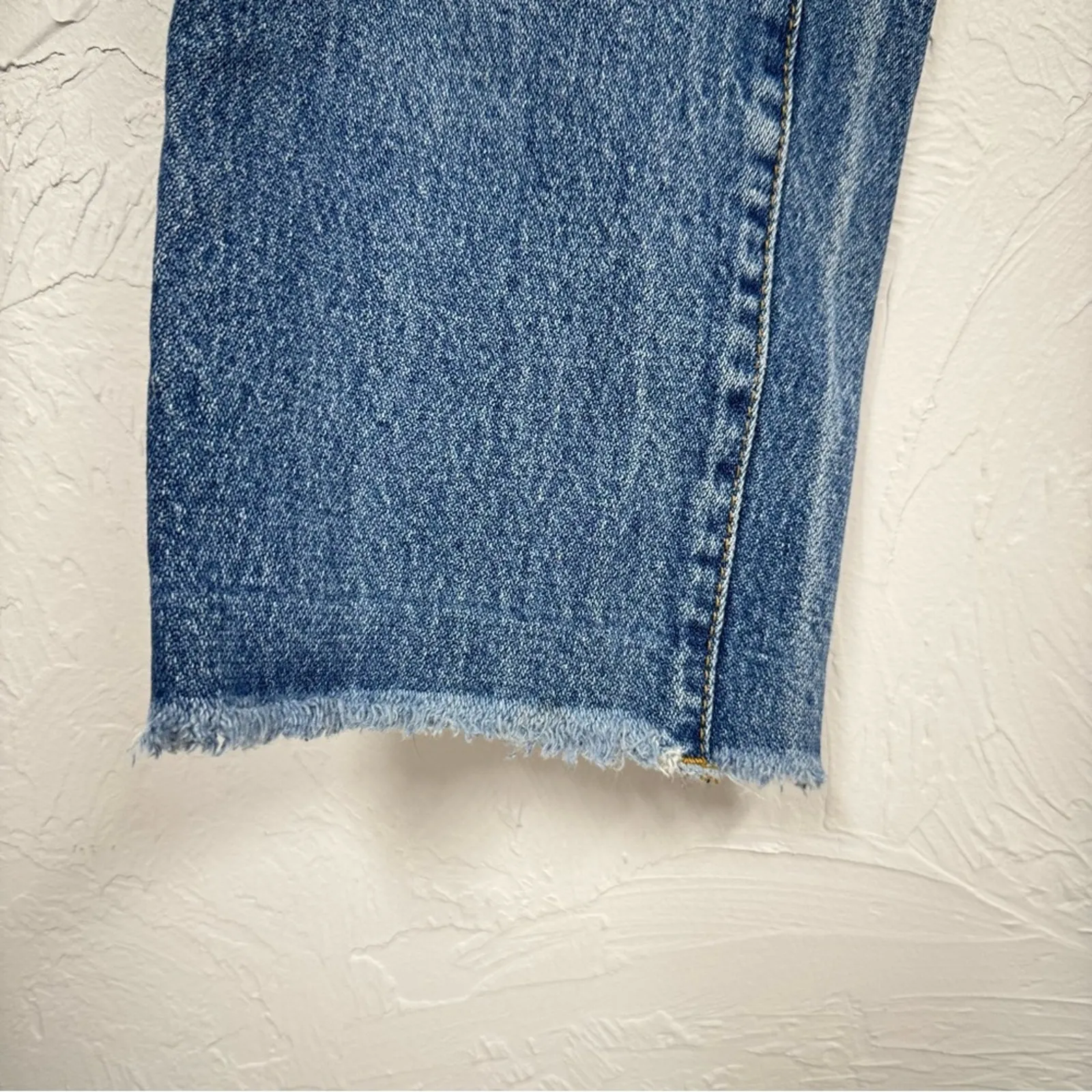 John Galt Brandy Melville Straight Leg Jeans Womens M Blue High Rise Raw Hem - Image 3