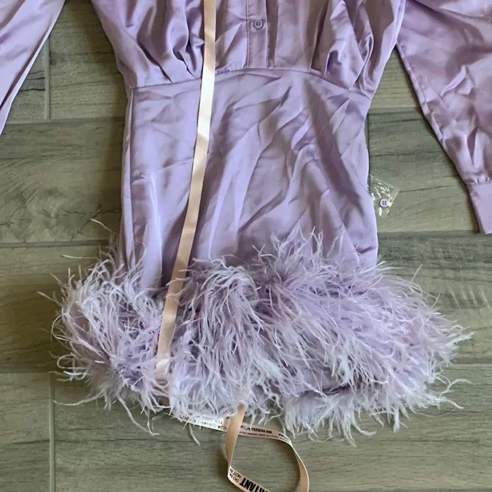 House of cb purple feather trim dress - Image 3