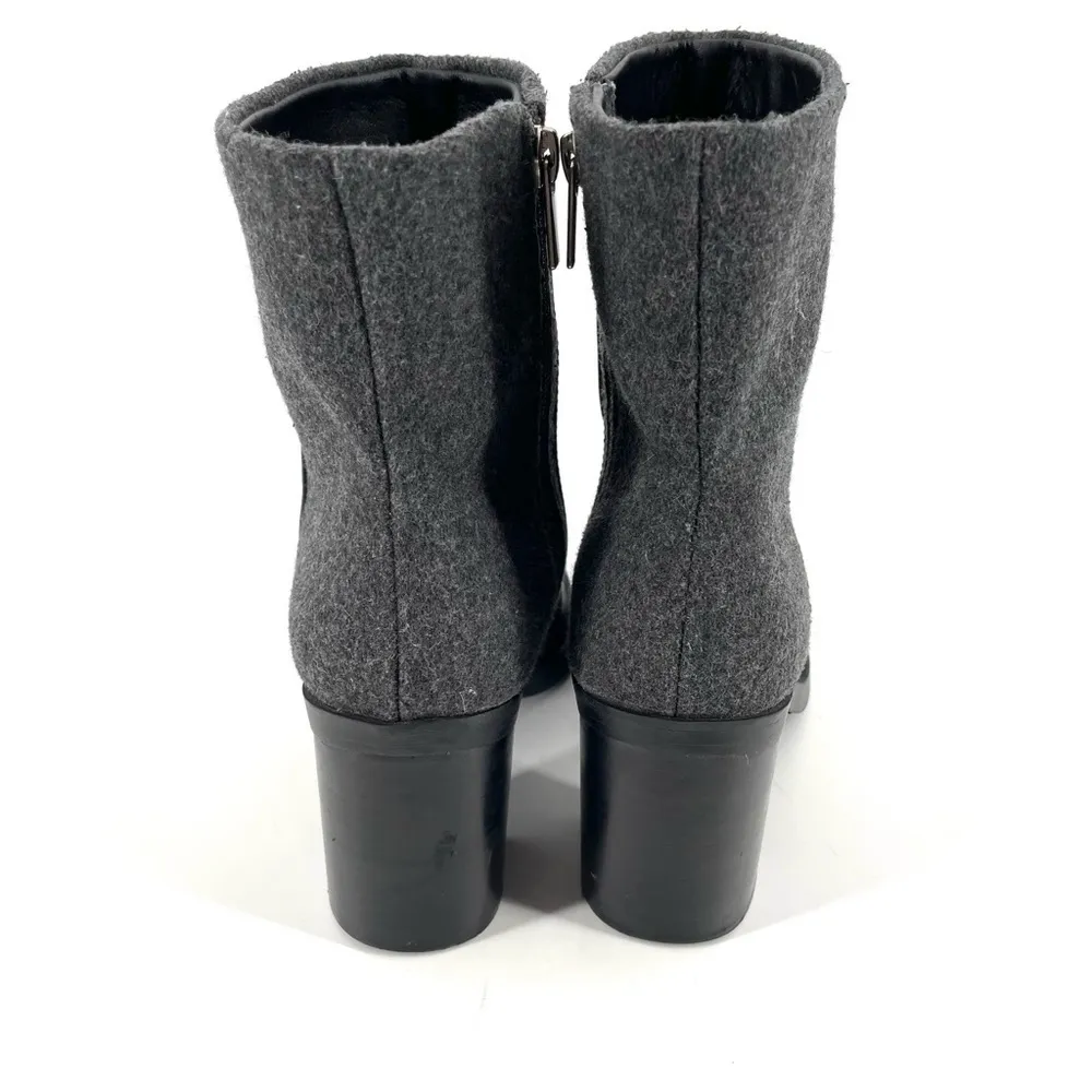 Charles David 8 Havi Black Gray Flannel Booties Block Heel Boots - Image 5