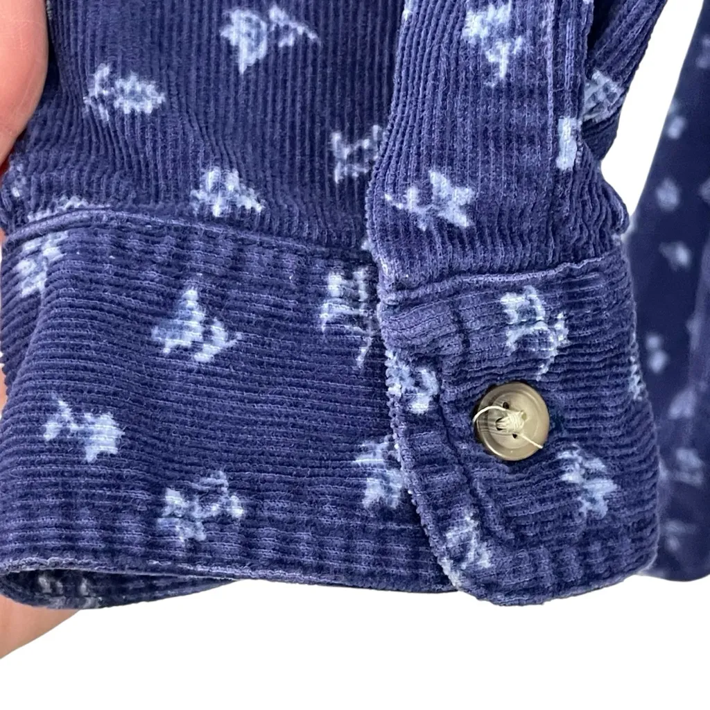 Vintage Disney Women's Tigger Blue Corduroy Button Up Long Sleeve Shirt Sz LARGE - Image 5