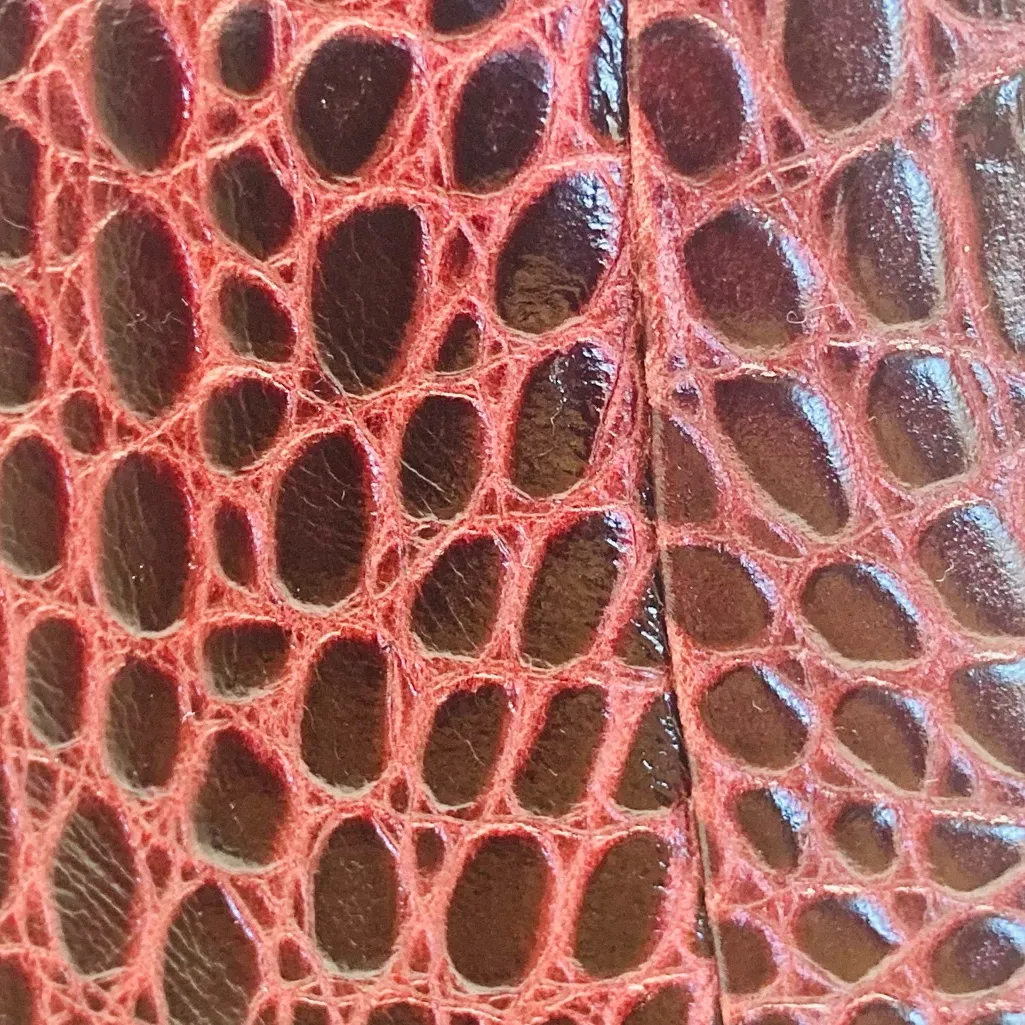 Veronica Beard Felix crocodile embossed burgundy heeled leather boot unworn. 6 - Image 6