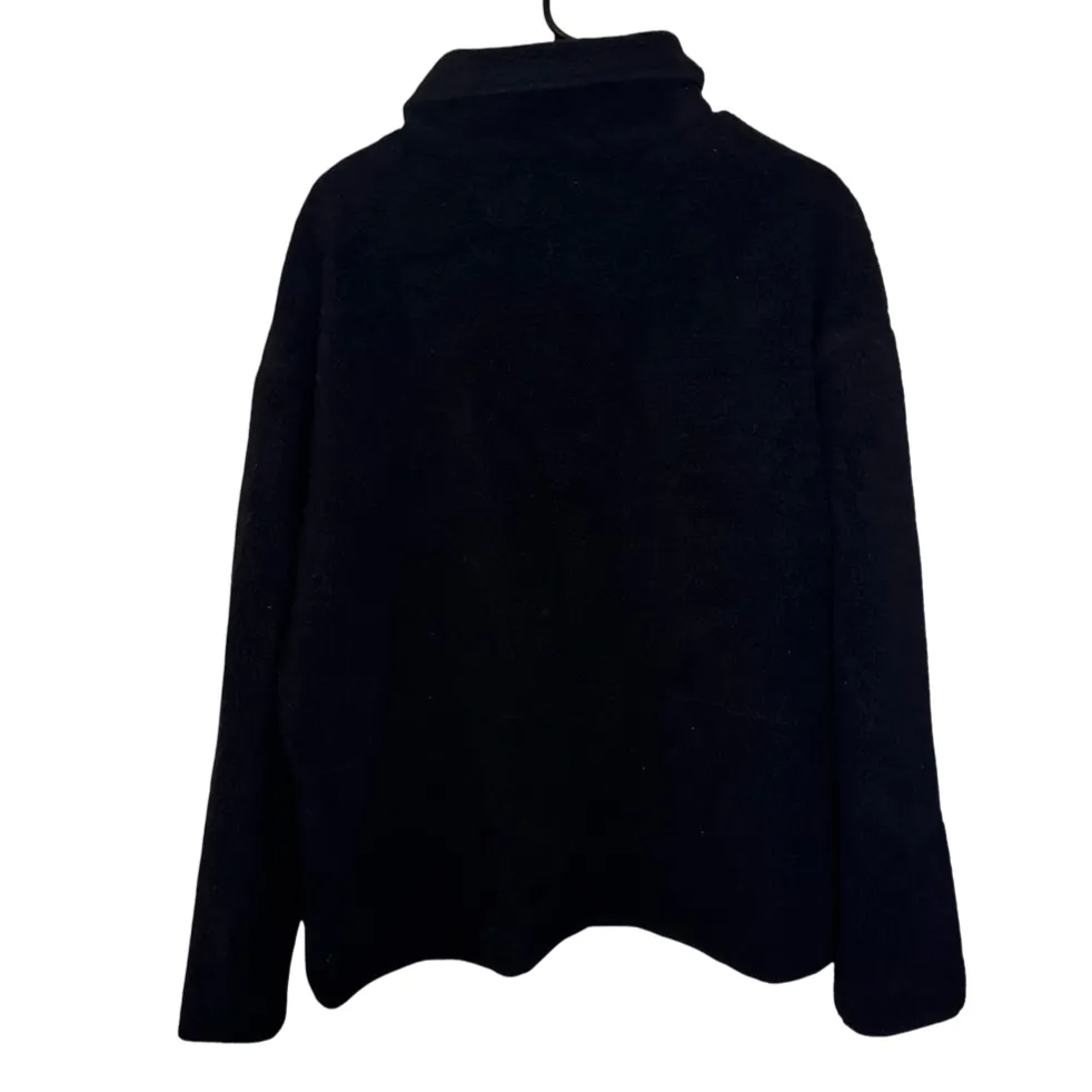 Topshop Borg Quarter Zip Black Fleece Hoodie Long Sleeve Pouch Pocket Sweater M - Image 3