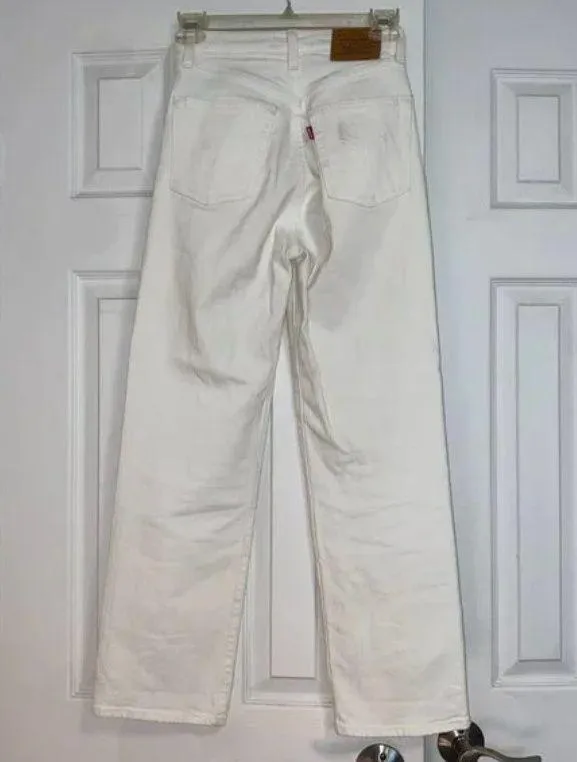 Levi’s White Ribcage Straight Jeans - Image 2
