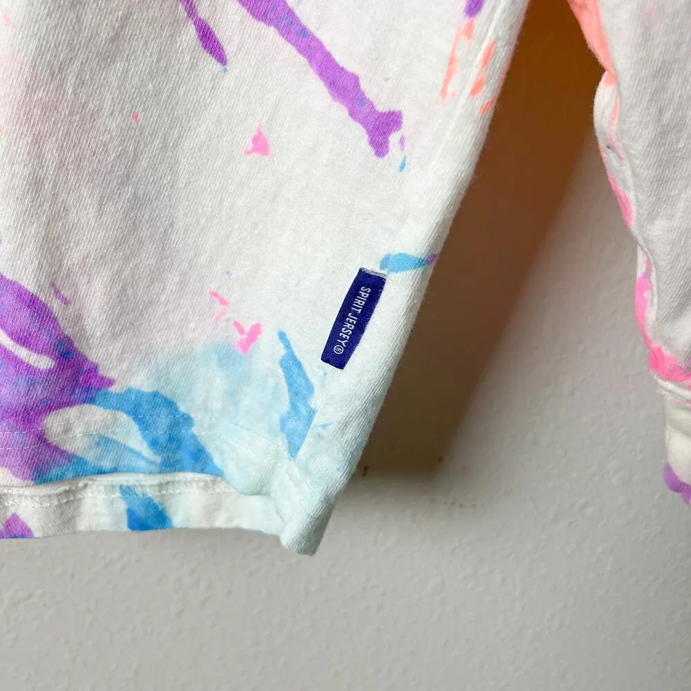 walt disney world parks white neon tie dye glitter spell out spirit jersey top - Image 5