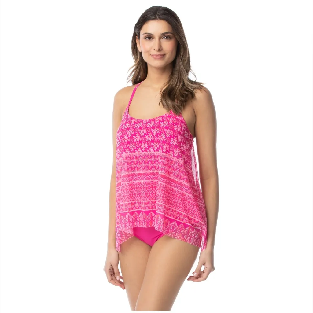 COCO Reef Current Mesh Layer Bra Sized Underwire Tankini Top in Bohemia Sz 34D - Image 2