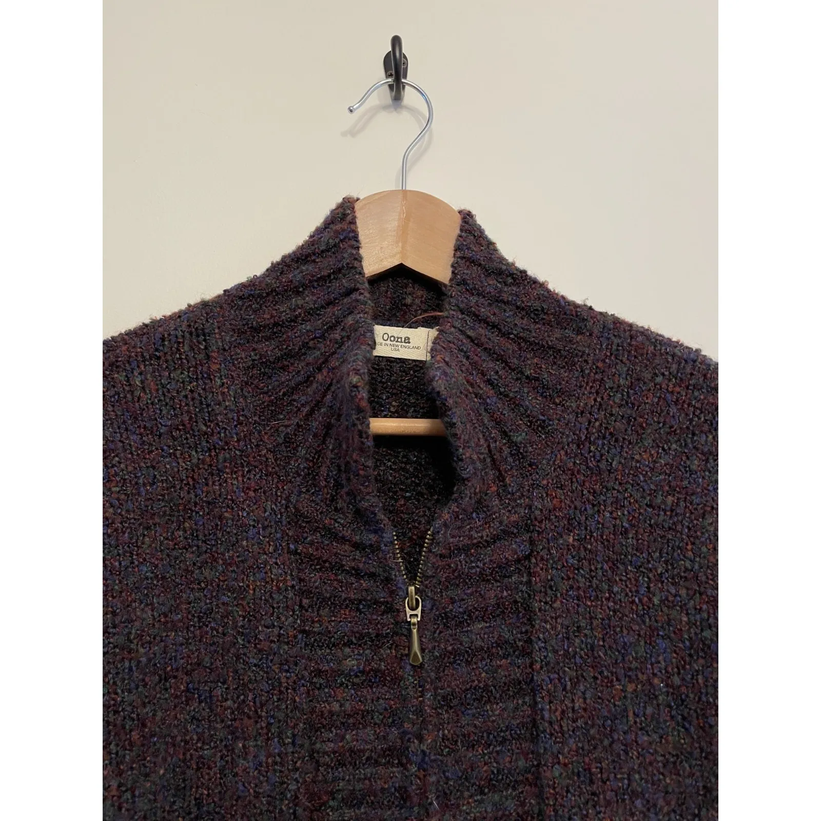 Oona Cardigan Sweater Women Medium Full Zip Multicolor Chunky New England USA - Image 2