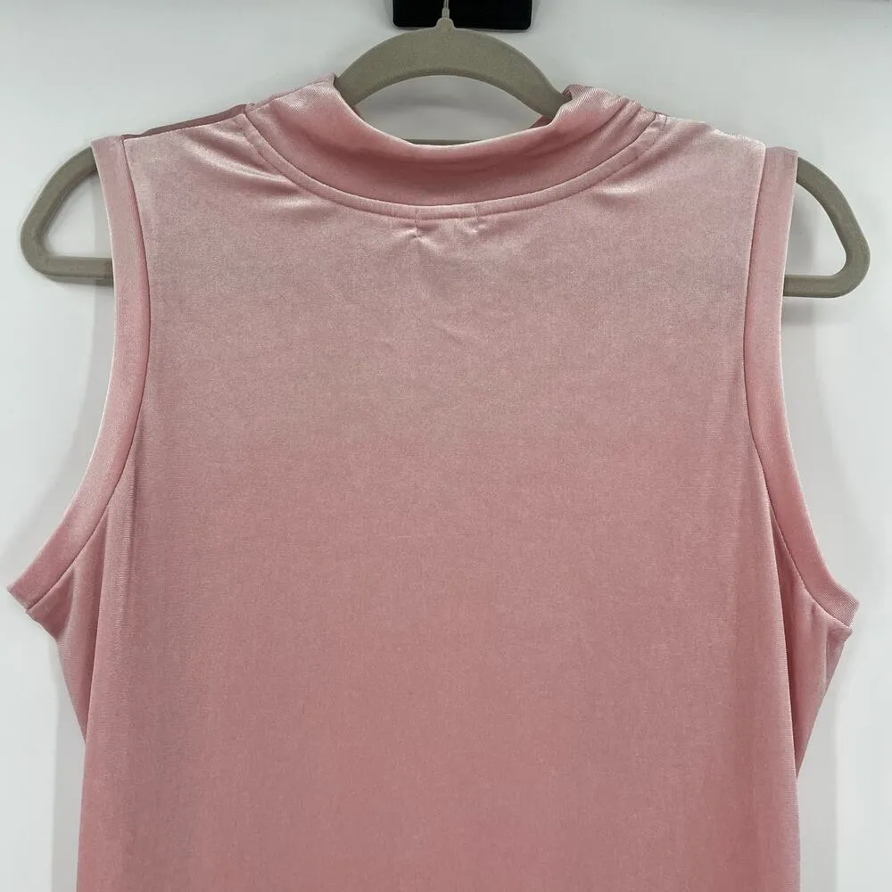 LOVE FIRE Velvet Dress Sz XL Pink Mock Neck Ruching Soft Girl Valentines Party - Image 7