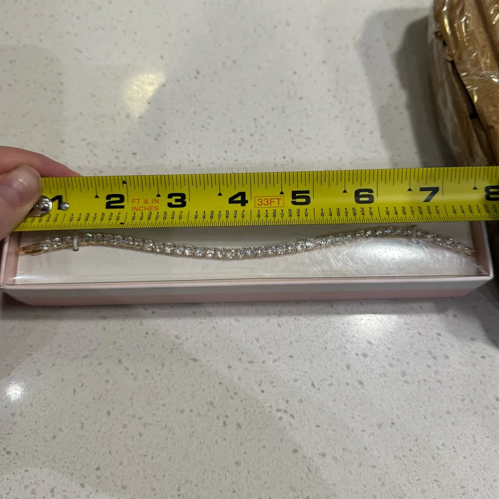 NEW 7.5” Peermont Jewelry Gold Tone Faux Diamond Clasp Tennis Bracelet - Image 9