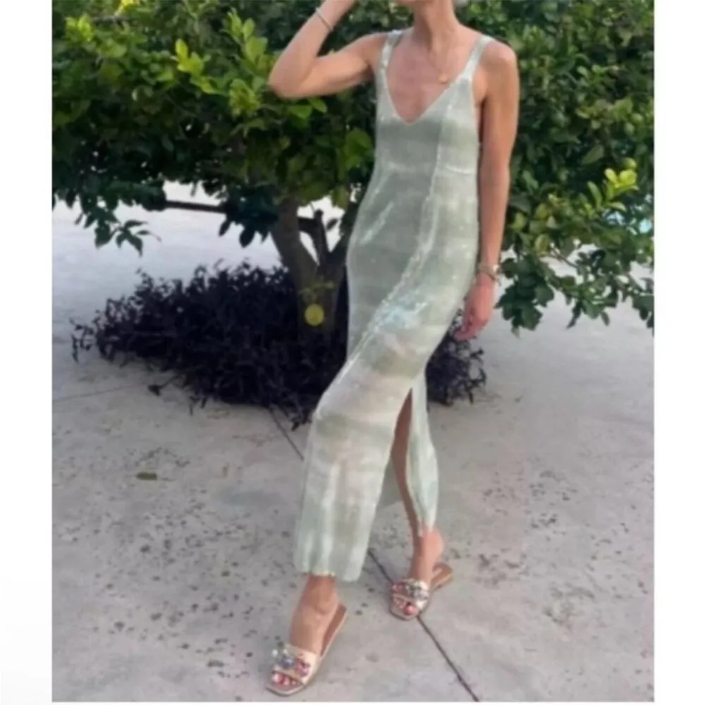Caroline Constas Light Green Sequin Midi Dress NWT Size XS - Image 3