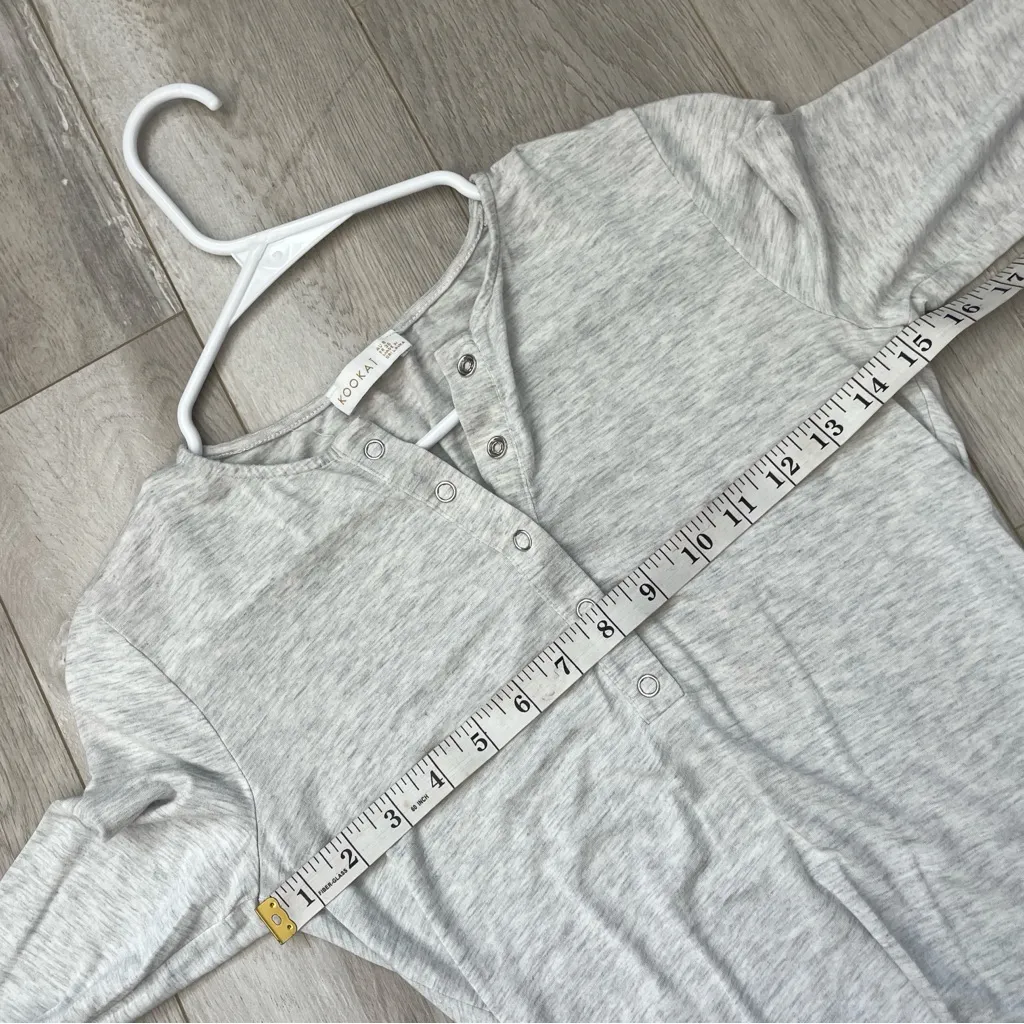 Kookai Pajama Top henley long sleeve womens Gray (size 4) loungewear stretch - Image 4