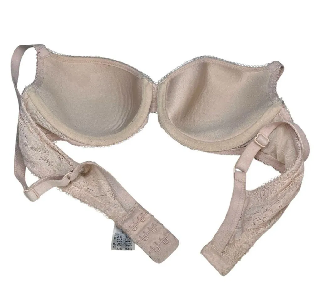 WACOAL Beige Bra Lace Overlay Lightly Padded T Shirt Bra 853201 Size 34 B - Image 5