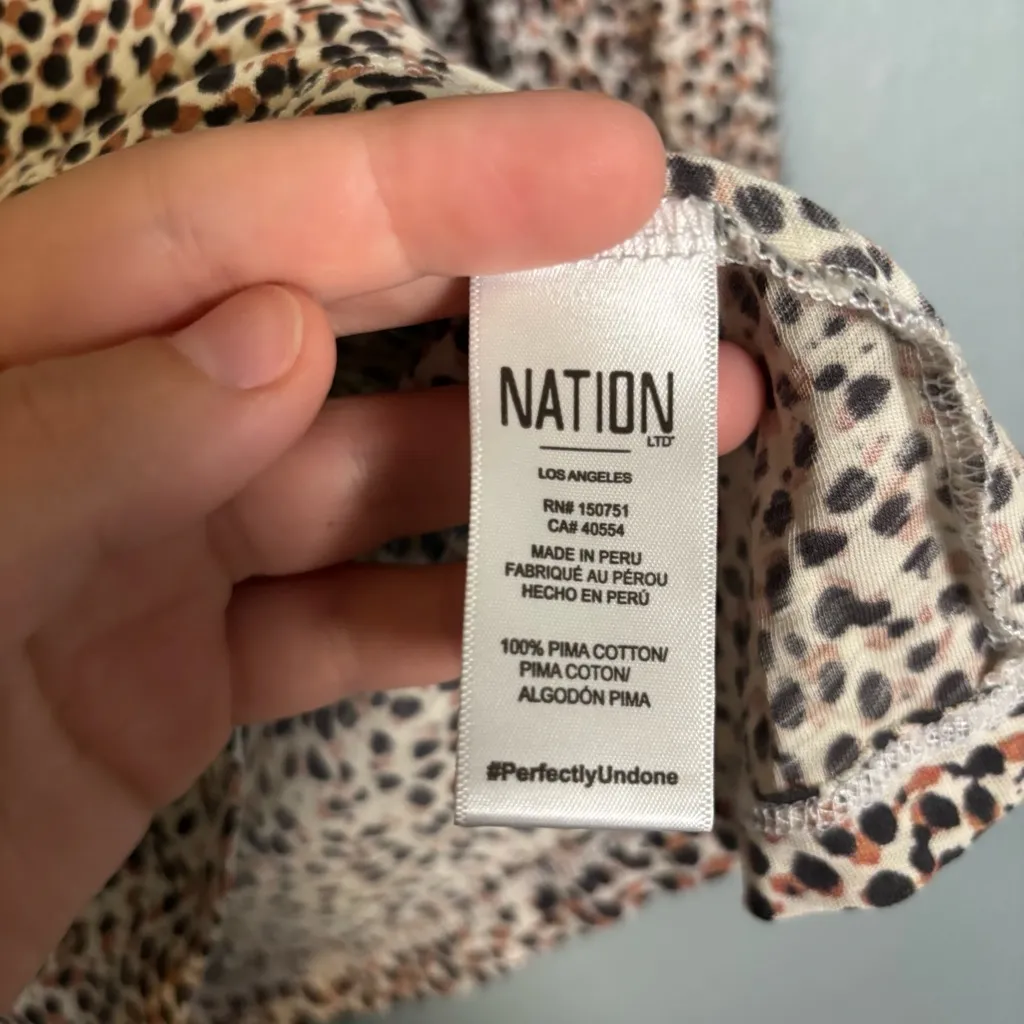 Nation LTD Loren‎ Animal Print Balloon Sleeve Top XS Boho Classic Pima Cotton - Image 10