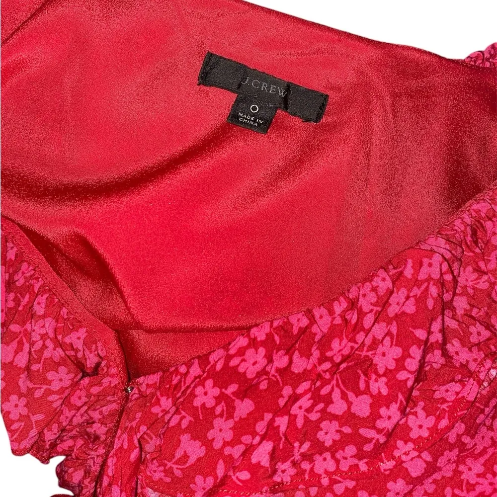 J Crew Womens Bouquet Ruffle Dress Red Briar Floral Above Knee - Image 4