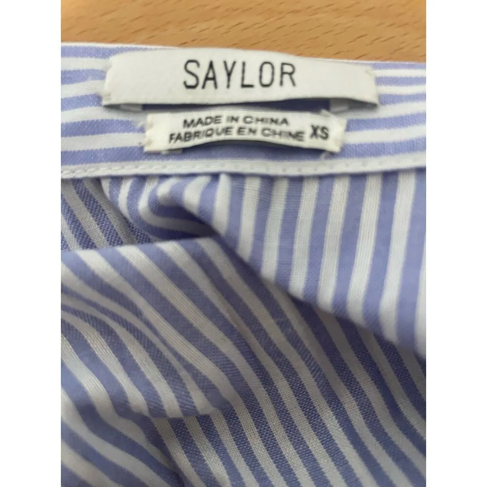 SAYLOR  Serenity Pleated Blue & White Striped Knee Length Skirt Size XS X-Small - Image 7