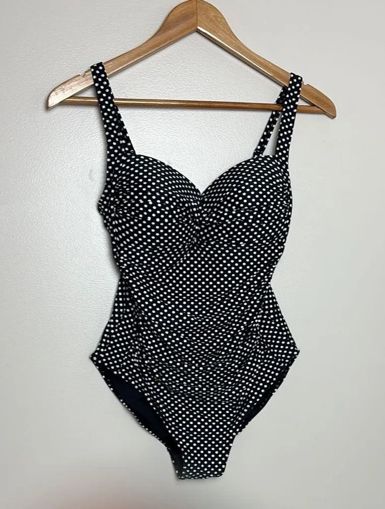 Niptuck Multi Fit Cup One Piece Swimsuit Black White Polka Dot Size 8 - Image 2