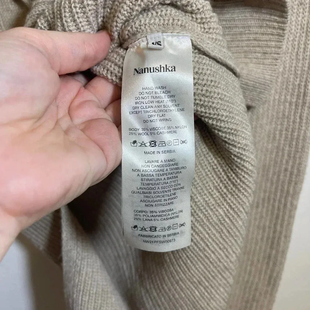 NWOT Nanushka Bambi Beige Wool Polo Sweater - Image 5