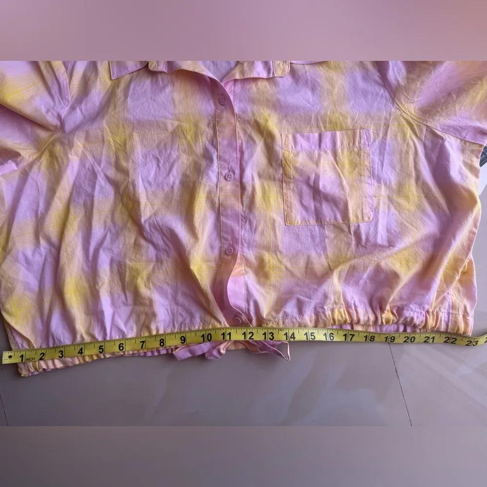 Pink and Yellow Cropped Shirt bp top 1x pink and yellow - Image 6