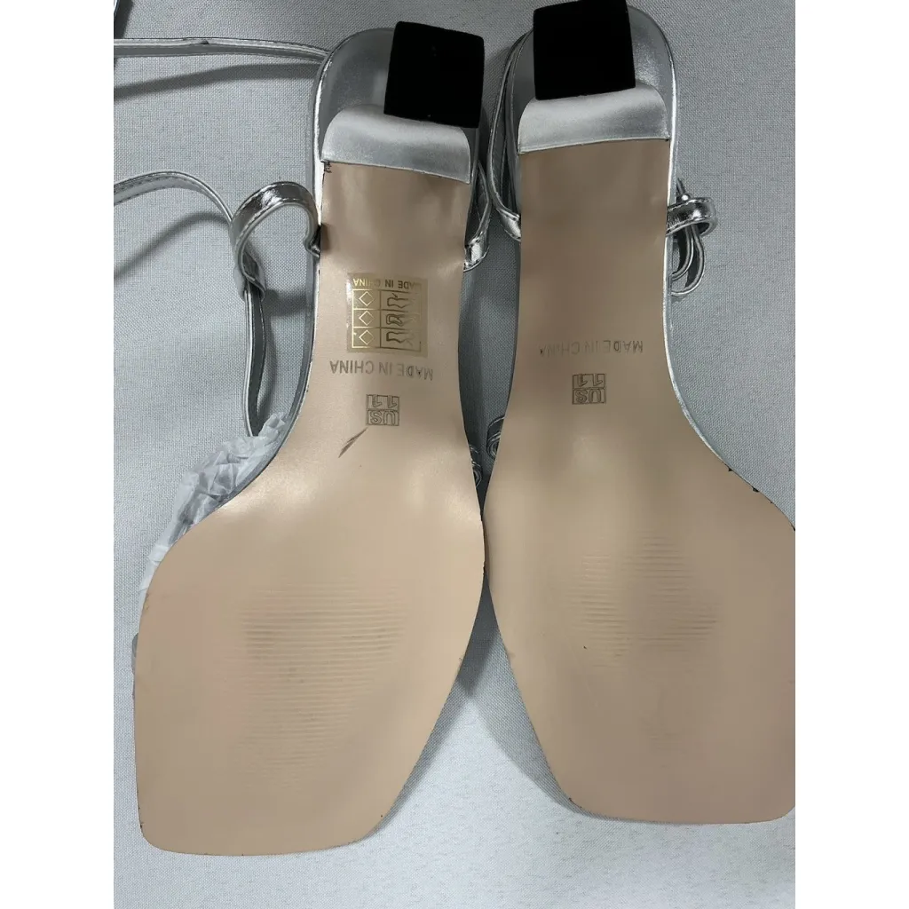 Womans NWOT Abbleet Strappy Formal Sandals 11 Silver Heel Open Toe - Image 7