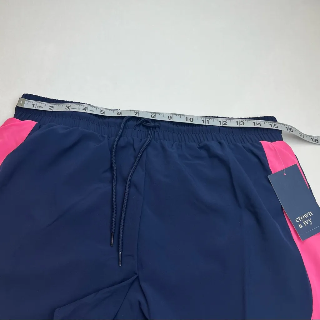 Crown & Ivy‎ Crown Lounge Shorts Womens Size Medium Blue Pink Lined Athletic NEW - Image 5