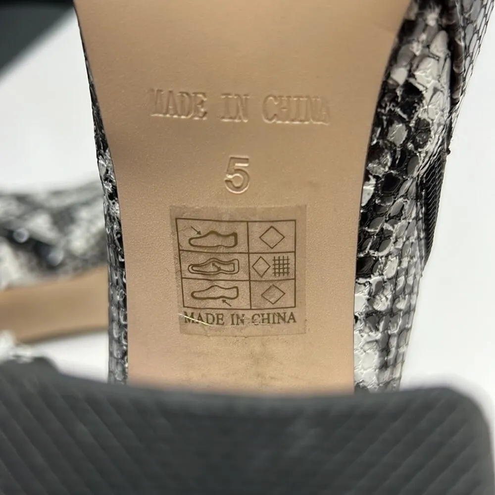 Pretty Little Thing Black Snake High Point Ankle Boot - Image 8