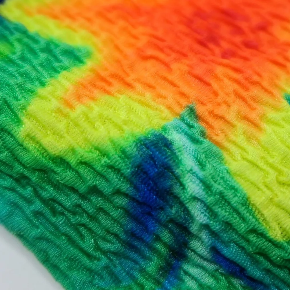 Vintage 80s Kathy Ireland Crinkle Neon Tie Dye One Piece Swimsuit - Image 12