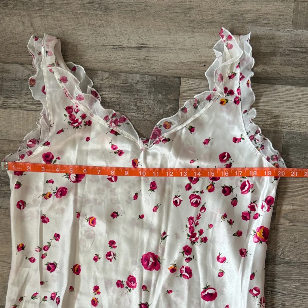 Oscar de la Renta Floral White and Pink Slip Dress size L - Image 5