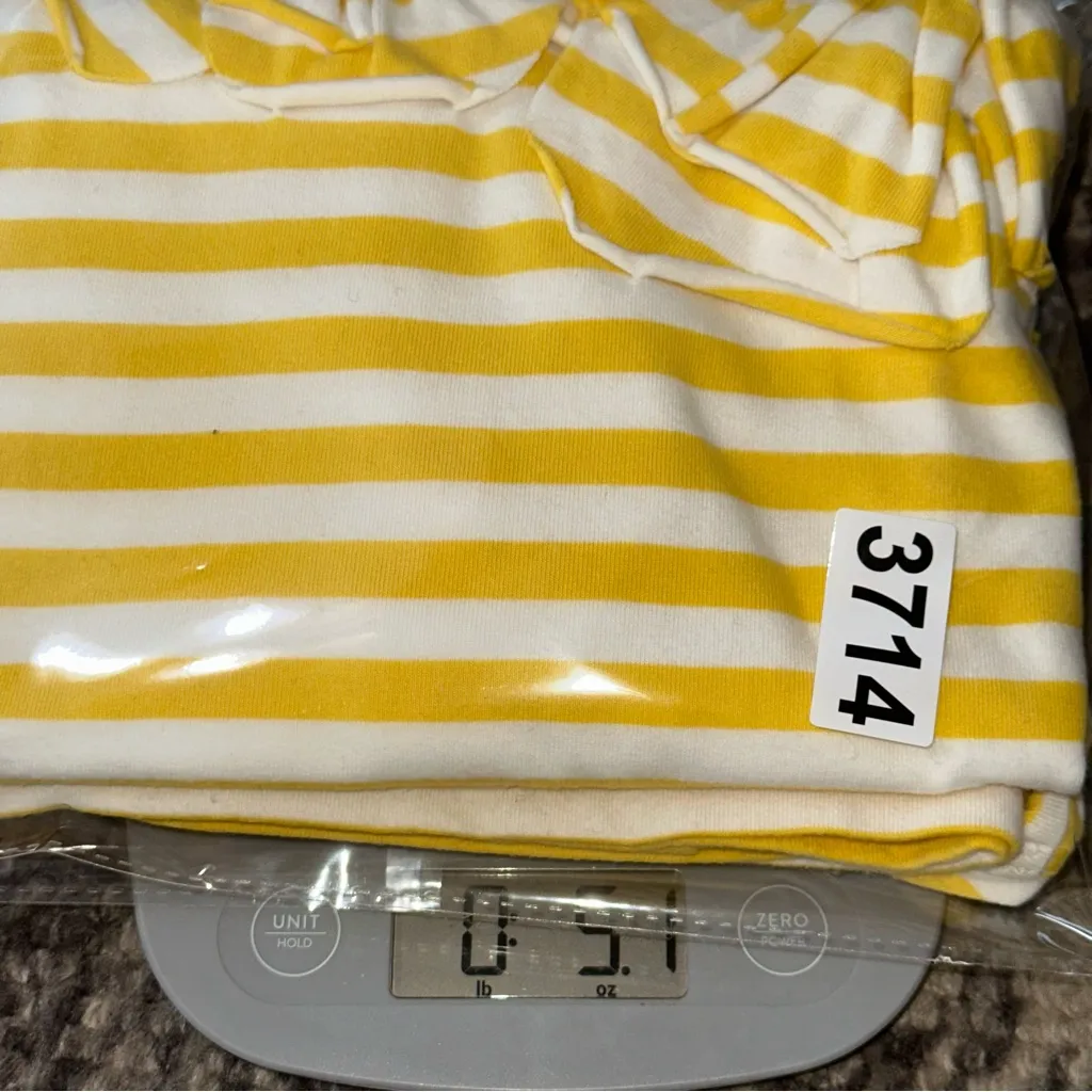 Kate Spade Women’s Size L Yellow White Striped Short Sleeve Flower Appliqué Top - Image 8